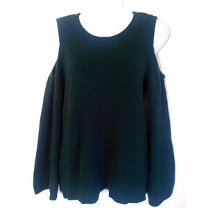Loft Women Sz S Dark Green Cold Shoulder Sweater Hunter Green Boho Work Office